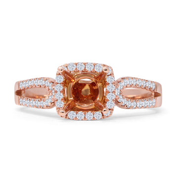 Cushion Halo Split Shank Diamond Ring
